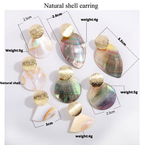 Women Fashion Earrings Hanging Natural Shell Pearl Geometric Earrings Natural Shell Pendant
