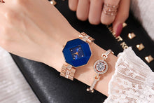 Load image into Gallery viewer, 2PC Set Famous  Luxury Watch Women Fashion Rose Bracelet Watch Set Dress Jewelry