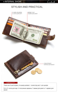 leather money clip men card wallet