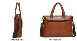 Men Leather Shoulder Bags For 13 Inch Laptop Bag big Travel Handbag