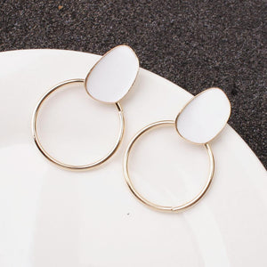 popular 6 Colors Simple fashion gold red plated geometric big round earrings