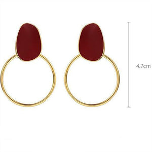 popular 6 Colors Simple fashion gold red plated geometric big round earrings