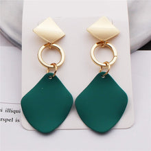 Load image into Gallery viewer, Statement Earrings Green White Red Geometric Drop Earrings
