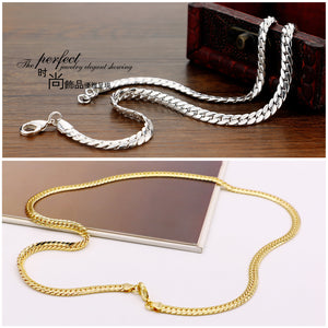 Silver Men's Necklace Gold Chain Size 50-56 cm