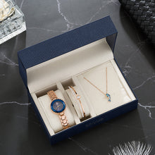 Load image into Gallery viewer, Women Watch Set Diamond Bracelet Cute Dolphin Necklace Blue Cut Glass
