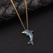 Load image into Gallery viewer, Women Watch Set Diamond Bracelet Cute Dolphin Necklace Blue Cut Glass

