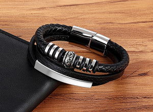 Multi-layer Leather Stainless Steel