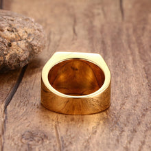 Load image into Gallery viewer, Men&#39;s Square Black Stone Signet Rings Gold
