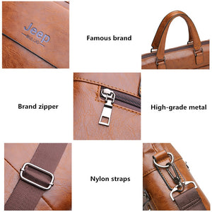 Men Leather Shoulder Bags For 13 Inch Laptop Bag big Travel Handbag