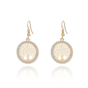 Gold Crystal Drop Earrings Women Fashion
