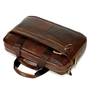 Men's Cowhide Leather Briefcase Luxury Business Messenger Bags Laptop