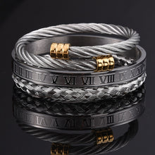 Load image into Gallery viewer, 3pcs/Set  Roman Numeral Men Bracelet Handmade Stainless Steel
