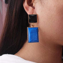 Load image into Gallery viewer, 2020 New Design Blue Black Gold Color Square Drop Earrings
