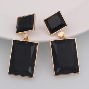 2020 New Design Blue Black Gold Color Square Drop Earrings