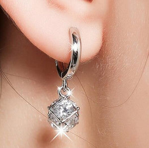 silver-jewelry Crystal Ball AAA CZ Z Stud Earrings For Women