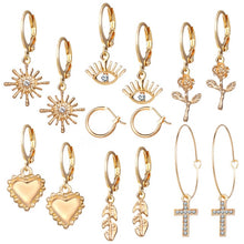 Load image into Gallery viewer, Dangle Earring For Women Round Heart Gold Color Fashion