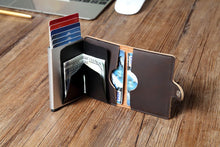 Load image into Gallery viewer, Men Crazy Horse Leather Automatic Credit card holder Wallet