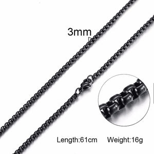 3mm Men's Stainless Steel Thick Golden Link Chain Necklace for Men