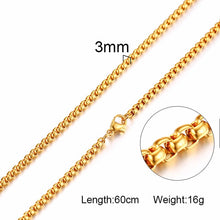 Load image into Gallery viewer, 3mm Men&#39;s Stainless Steel Thick Golden Link Chain Necklace for Men
