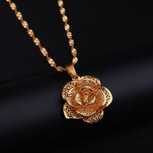 Load image into Gallery viewer, Hollow Flower Statement Necklaces Pendants Chokers Woman Collar Water Wave Chain 24K Yellow Gold
