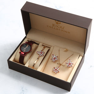 4pcs/set ladies gift set beautifully packaged watches+bracelet set Earrings necklaces bracelets creative combination set