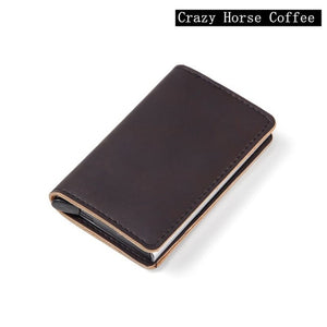 Men Crazy Horse Leather Automatic Credit card holder Wallet