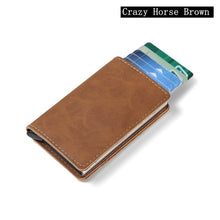 Load image into Gallery viewer, Men Crazy Horse Leather Automatic Credit card holder Wallet

