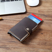 Load image into Gallery viewer, Men Crazy Horse Leather Automatic Credit card holder Wallet
