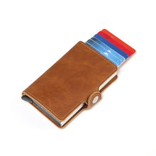 Load image into Gallery viewer, Men Crazy Horse Leather Automatic Credit card holder Wallet