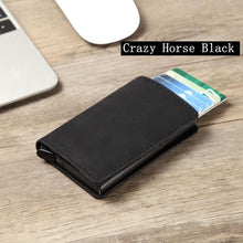 Load image into Gallery viewer, Men Crazy Horse Leather Automatic Credit card holder Wallet