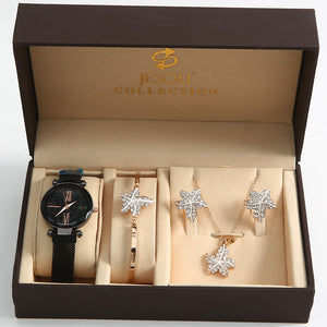 4pcs/set ladies gift set beautifully packaged watches+bracelet set Earrings necklaces bracelets creative combination set
