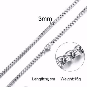 3mm Men's Stainless Steel Thick Golden Link Chain Necklace for Men