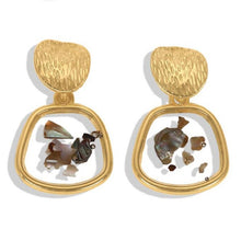Load image into Gallery viewer, 2020 women fashion earrings irregular gold wavy earrings round wooden earrings earrings
