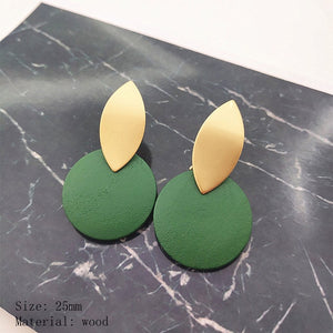 2020 women fashion earrings irregular gold wavy earrings round wooden earrings earrings