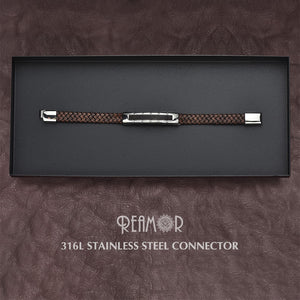 Stainless Steel Inlay Leather Connector Bracelets