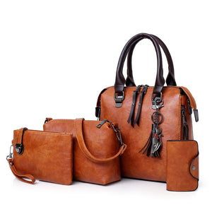 Leather Shoulder Messenger Bag Tote Bag Bolsa 4pcs/Set