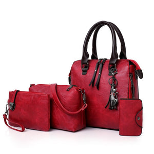 Leather Shoulder Messenger Bag Tote Bag Bolsa 4pcs/Set