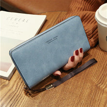 Load image into Gallery viewer, Female Wallet PU Leather Long Purse Black/pink/blue/green/gray

