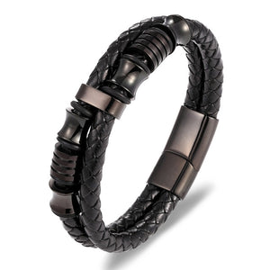 Men's Fashion Gift Black Leather Bracelets DIY Combination Gift