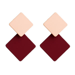 new paint geometric square earrings exaggerated fashion