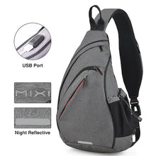 Load image into Gallery viewer, Men One Shoulder Backpack USB Boys Cycling Sports Travel Versatile Fashion