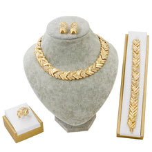 Load image into Gallery viewer, Gold Jewelry Sets Crystal Necklace Bracelet Nigerian Wedding Party Women Fashion Jewelry Set
