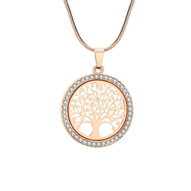 Crystal Round Small Pendant Necklace Gold Silver Color Bijoux Collier Elegant Women