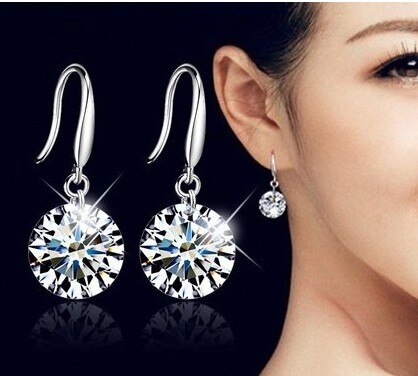 Fashion jewelry  silver Earrings Female Crystal