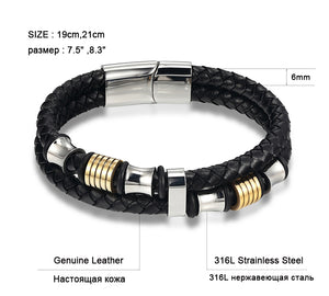 Men's Fashion Gift Black Leather Bracelets DIY Combination Gift