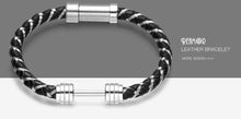 Load image into Gallery viewer, Stainless Steel Inlay Leather Connector Bracelets
