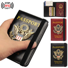 Load image into Gallery viewer, USA America RFID Passport Covers Holder Women Men Business PU Leather ID Bank Card Storage