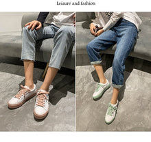 Load image into Gallery viewer, Shoes Woman 2021 Spring New Flat Leather Sneakers Female Solid Color Student Platform Shoes Casual Low-top Flats Women Shoes