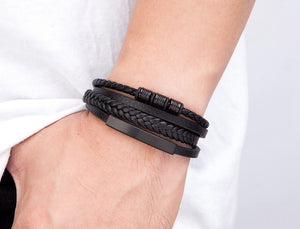 2020 New Style Hand-woven Multi-layer Combination Accessory Stainless Steel Men's Leather Bracelet Classic