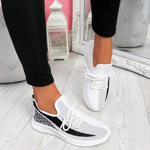 2020 Women's Vulcanized Female Lace Up Mesh Sneakers Shoes Round Toe Casual Walking Shoes Mesh Flat Anti-slip Women Sneakers